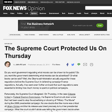 Fox Columnist Praises Citizens United Ruling, 2010 teaser